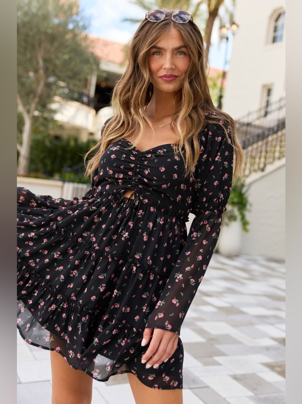 Pink Lily Winslow Black Floral Dress Size XS - C72-117